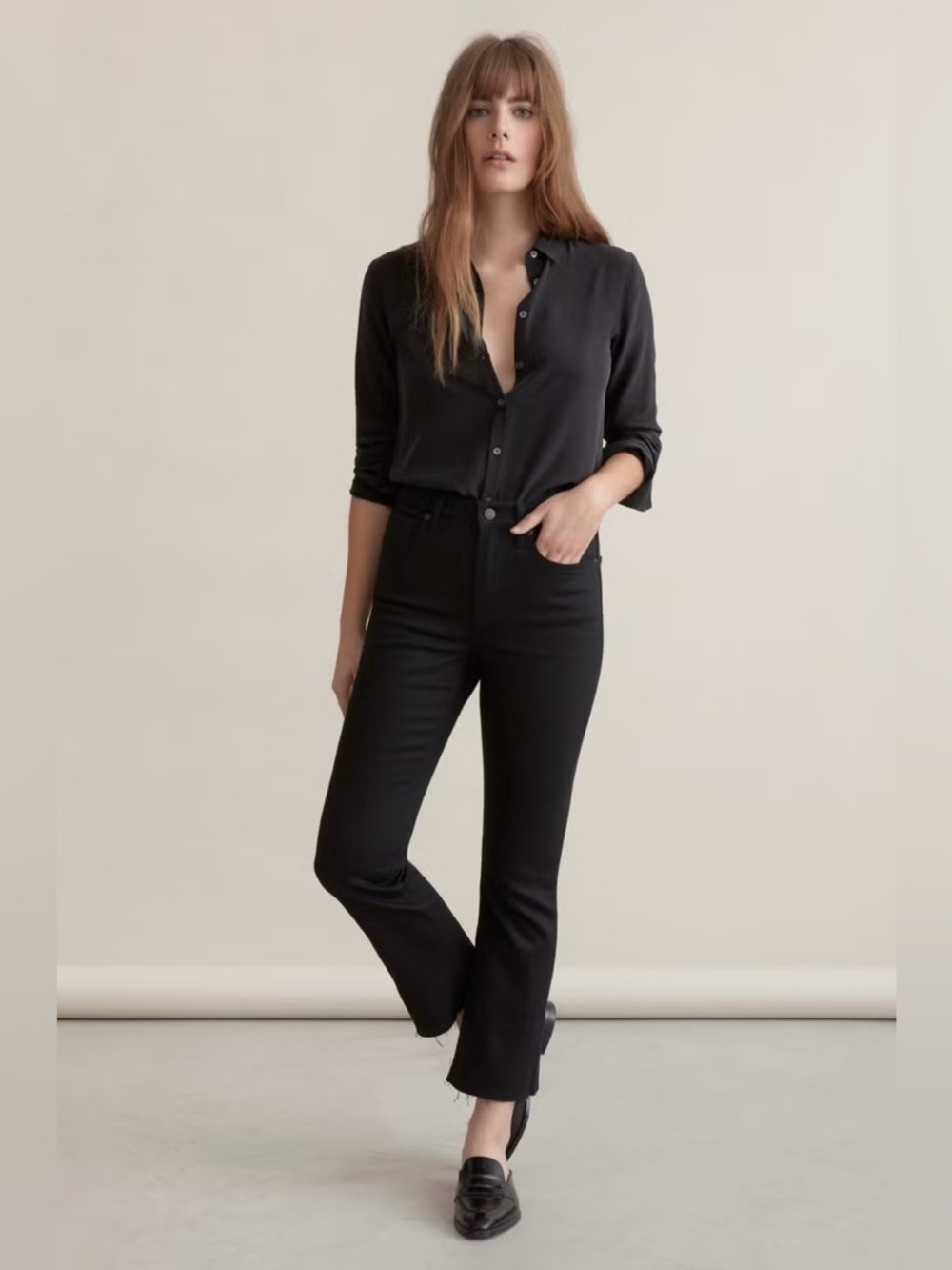 Everlane High-Rise Kick Crop Frayed Hem Jeans